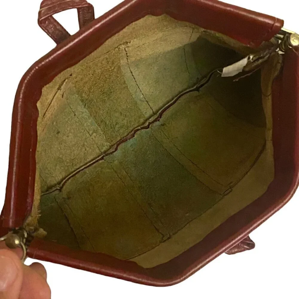 Vintage Roger Gimbel Red Leather Patchwork Wristlet Bag